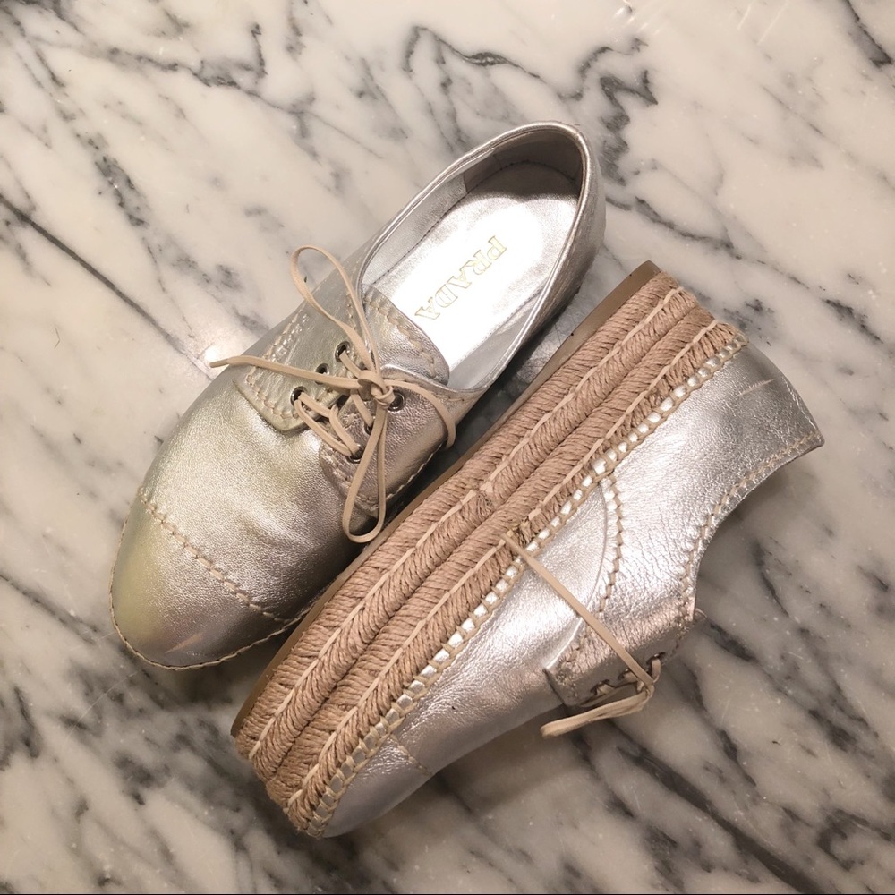 Prada creepers in metallic silver